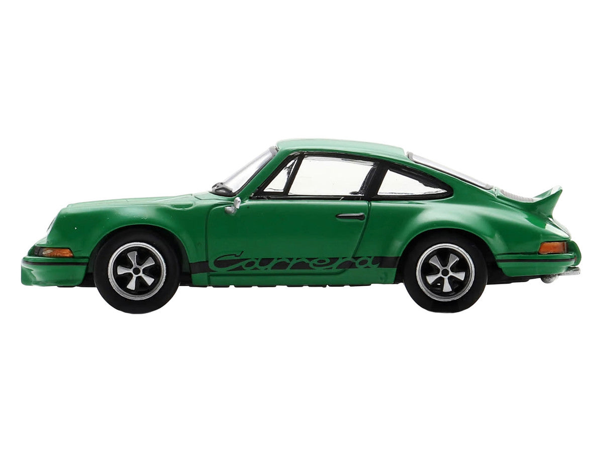 1973 Porsche 911 Carrera RSR 2.8 Green with Black Stripes 1/64 Model Car by Spark-0