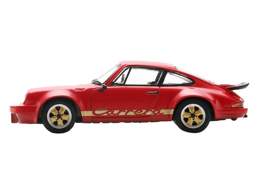 1974 Porsche 911 Carrera RS 3.0 Red with Gold Stripes 1/64 Model Car by Spark-0