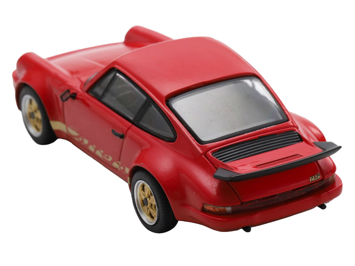 1974 Porsche 911 Carrera RS 3.0 Red with Gold Stripes 1/64 Model Car by Spark-3