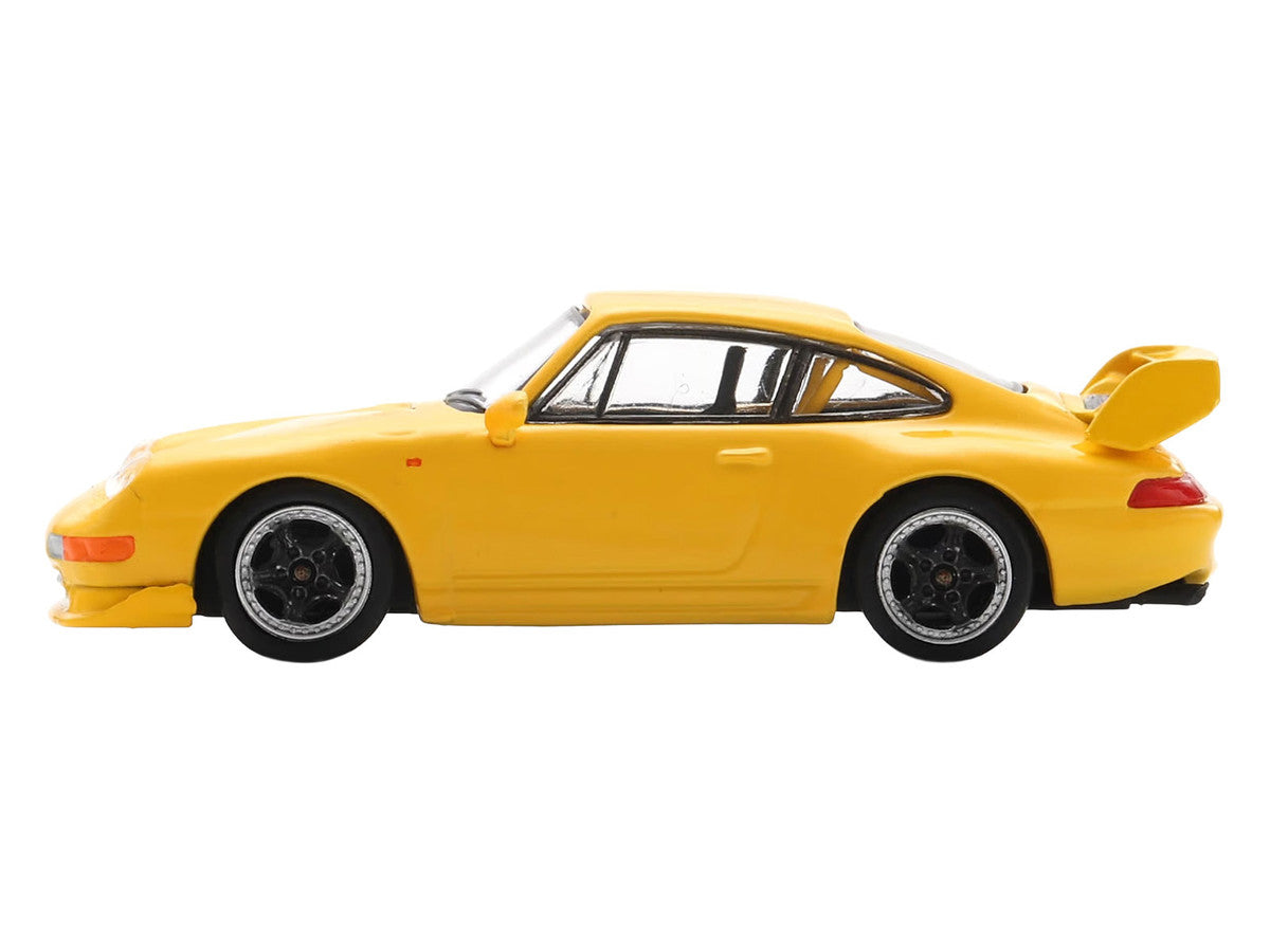 1995 Porsche 911 Carrera RS 3.8 Yellow 1/64 Model Car by Spark-0