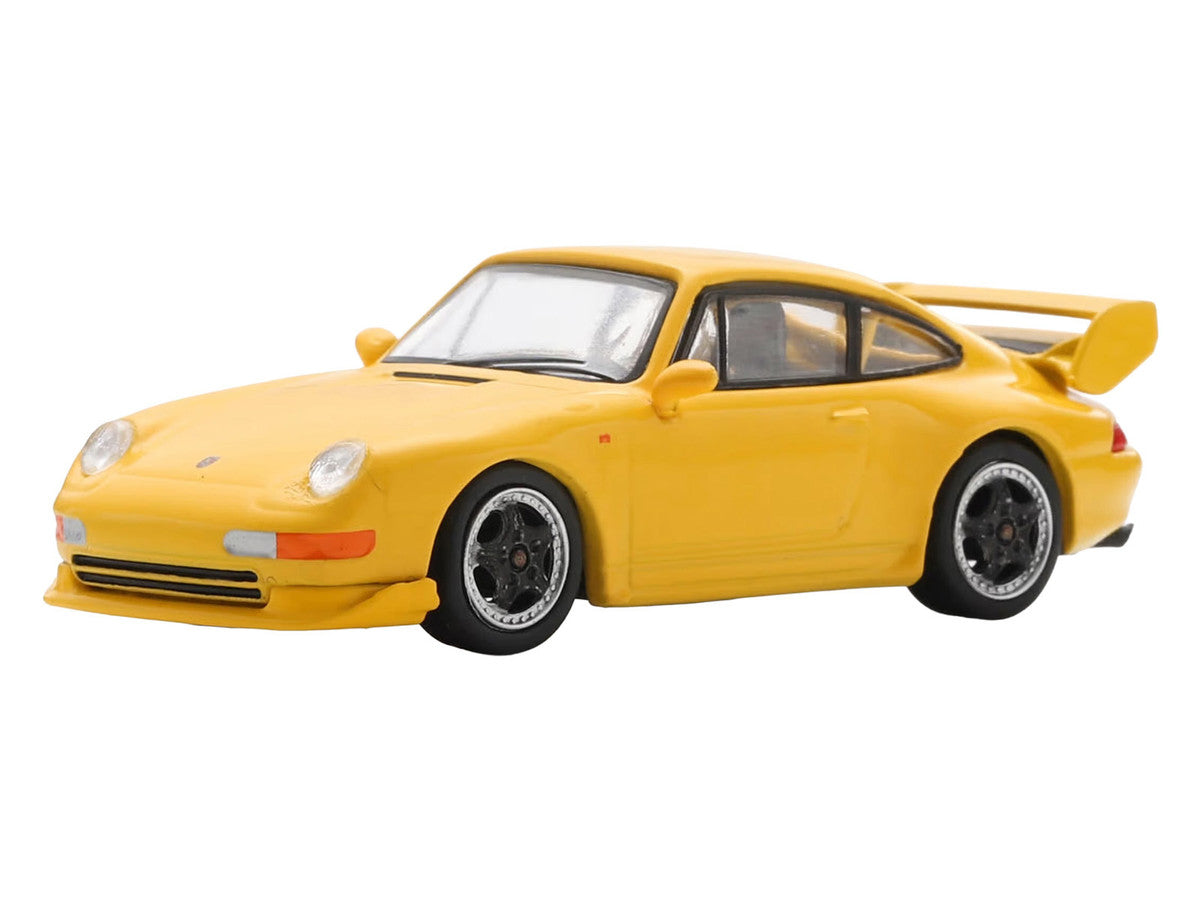 1995 Porsche 911 Carrera RS 3.8 Yellow 1/64 Model Car by Spark-1