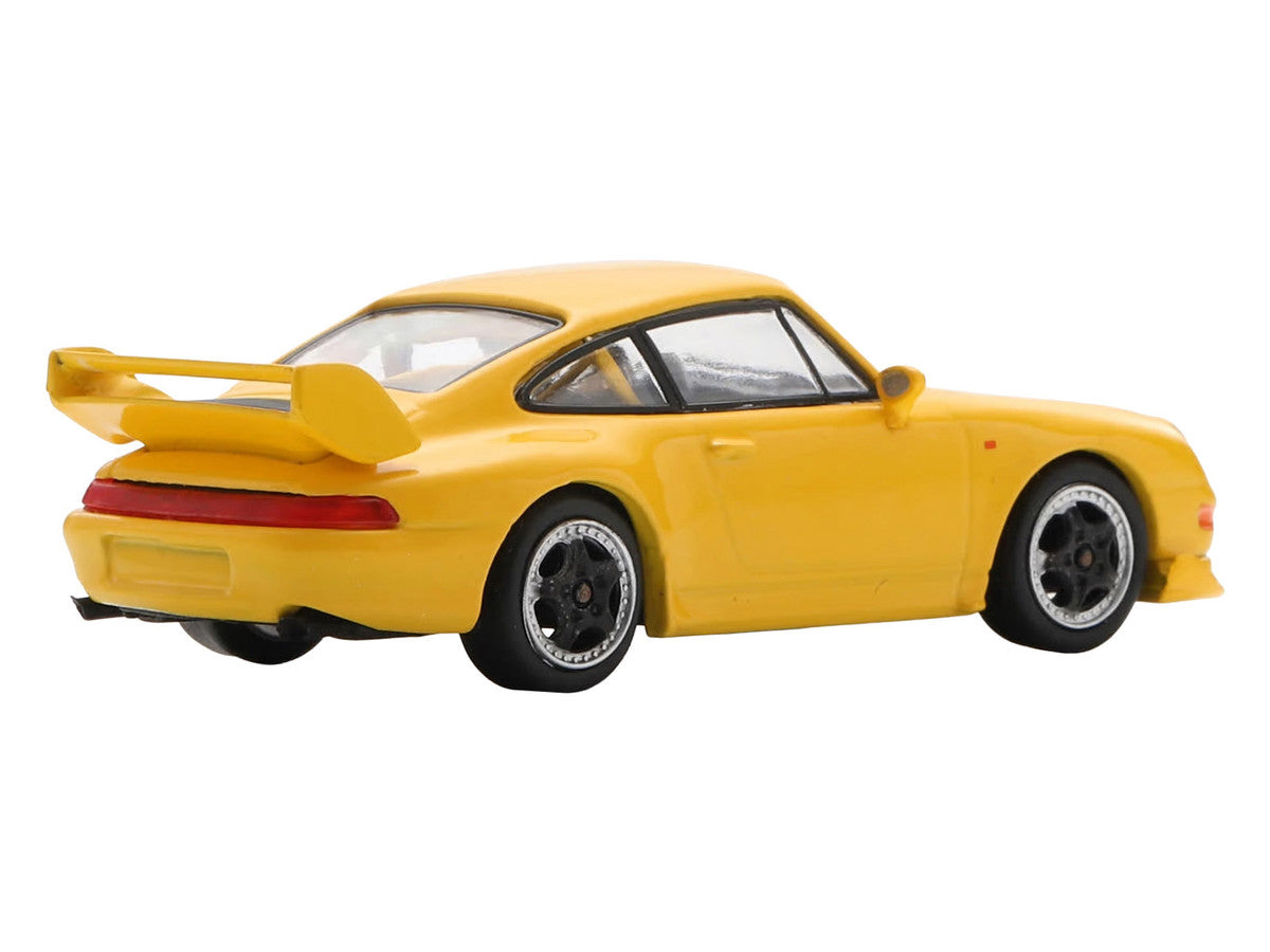 1995 Porsche 911 Carrera RS 3.8 Yellow 1/64 Model Car by Spark-2