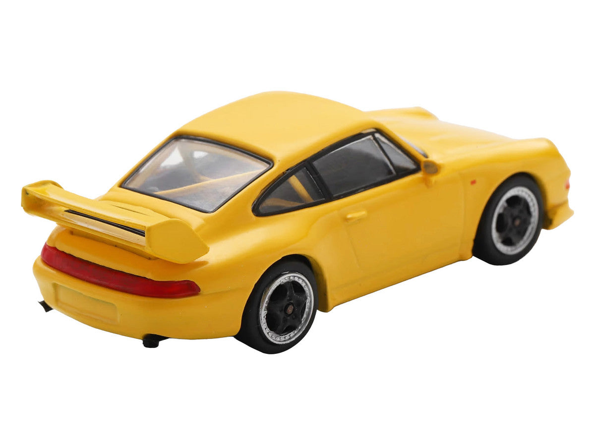 1995 Porsche 911 Carrera RS 3.8 Yellow 1/64 Model Car by Spark-3