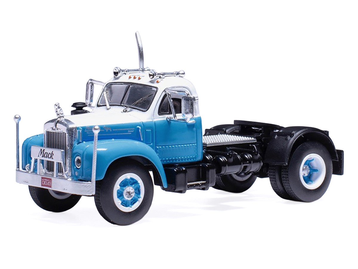 1953 Mack B 61 Truck Tractor Blue and White 1/64 Diecast Model by IXO Models-1