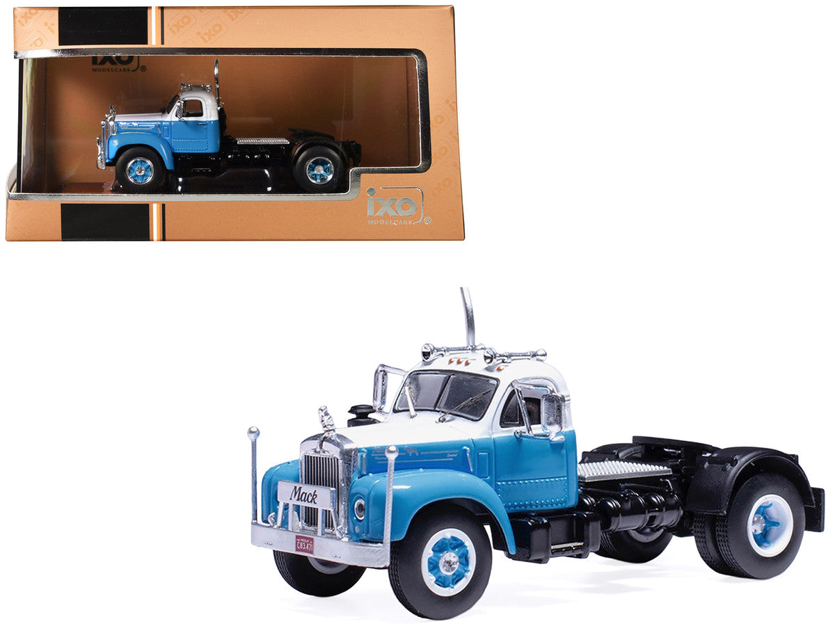 1953 Mack B 61 Truck Tractor Blue and White 1/64 Diecast Model by IXO Models-0