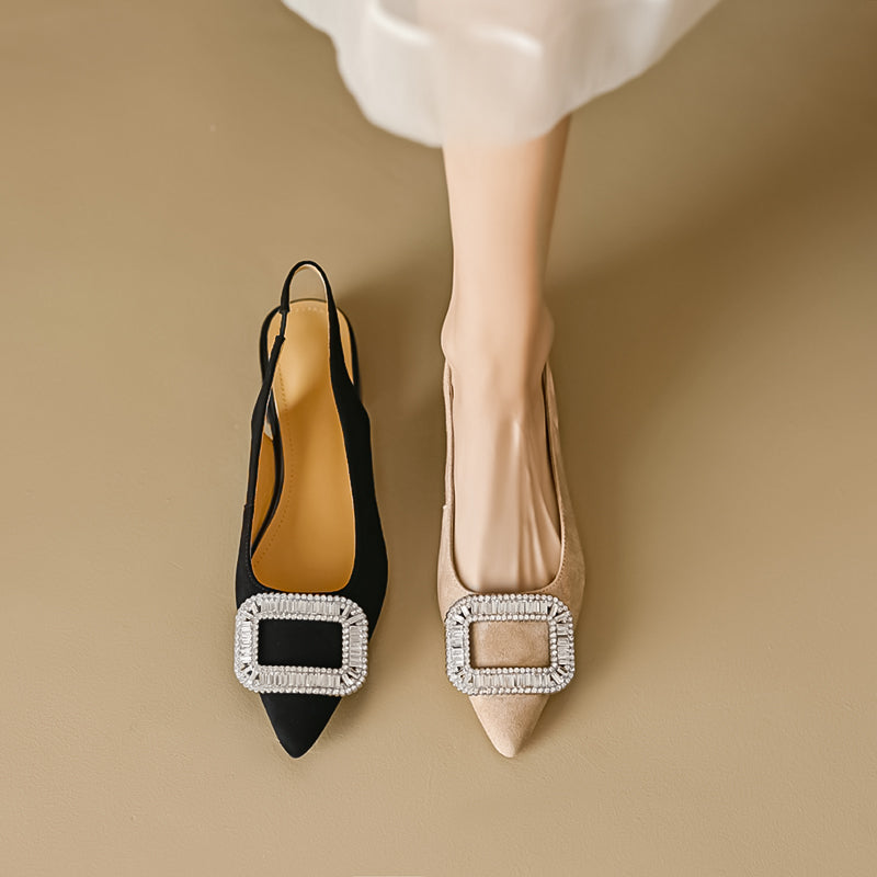Women's Rhinestone Square Buckle Baotou Sandals Best YouTube Store