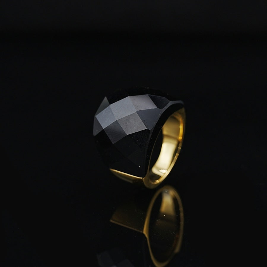 Stainless Steel Diamond-shaped Exaggerated Gemstone Ring For Men LadyShow.Store