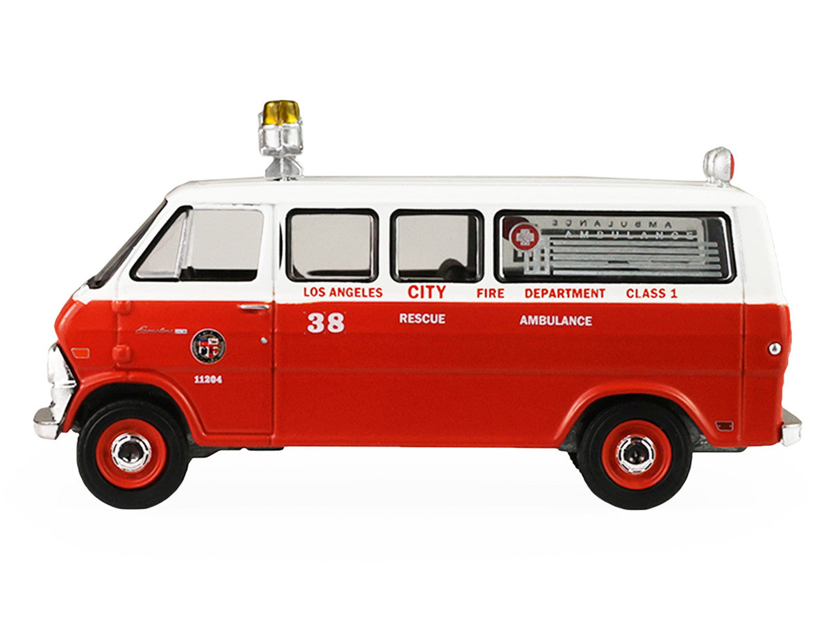 1969 Ford Econoline Ambulance "Los Angeles Fire Department" Red and White "Fire & Rescue" Series #5 1/64 Diecast Model Car by Greenlight Greenlight