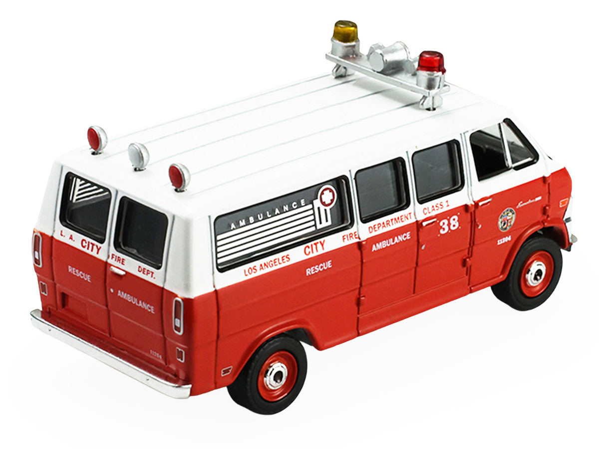 1969 Ford Econoline Ambulance "Los Angeles Fire Department" Red and White "Fire & Rescue" Series #5 1/64 Diecast Model Car by Greenlight Greenlight