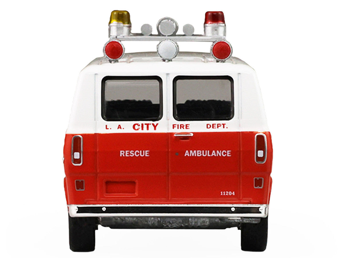 1969 Ford Econoline Ambulance "Los Angeles Fire Department" Red and White "Fire & Rescue" Series #5 1/64 Diecast Model Car by Greenlight Greenlight