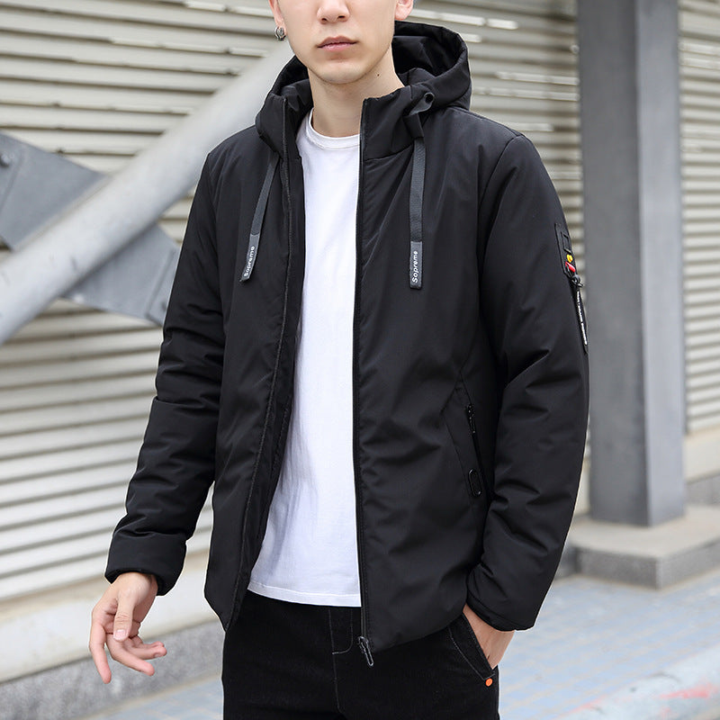 Men's Plus Size Cotton-padded Slim Hooded Coat Pi-Mart