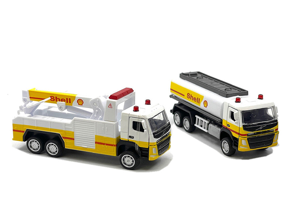Shell Gas Station Playset with Volvo Oil Tanker and Volvo Tow Truck Diorama Set-0
