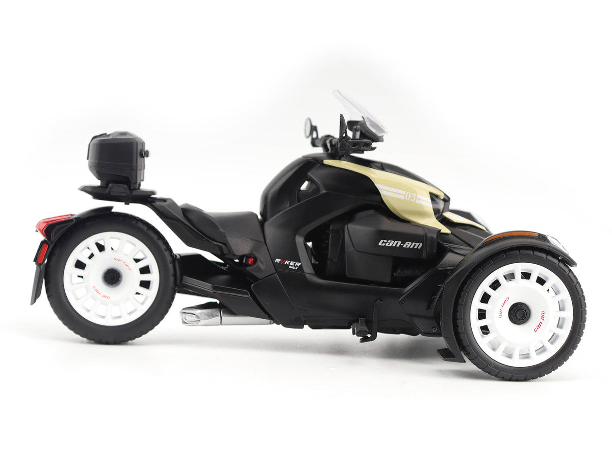 Can-Am Ryker Rally 3-Wheel Motorcycle Sand Storm and Black 1/12 Diecast Model by BRP Models BRP Models