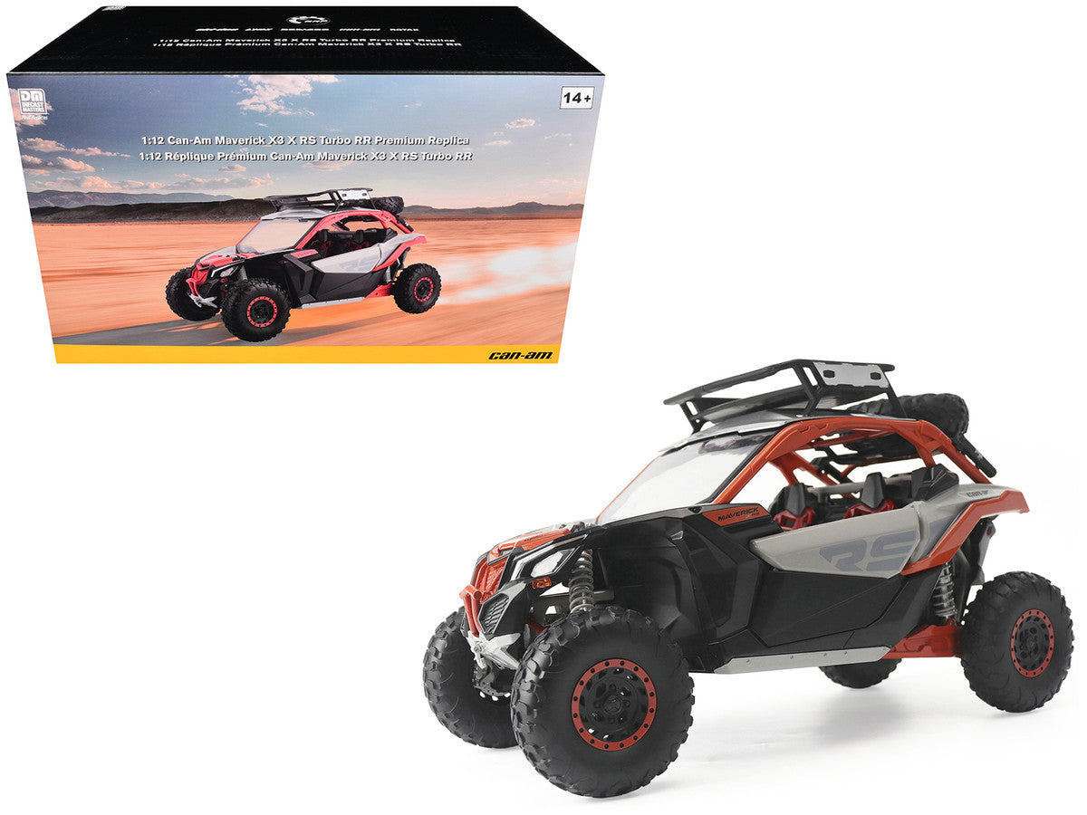 Can-Am Maverick X3 X RS Turbo RR with Roof Rack Chalk Gray and Orange 1/12 Diecast Model by BRP Models BRP Models