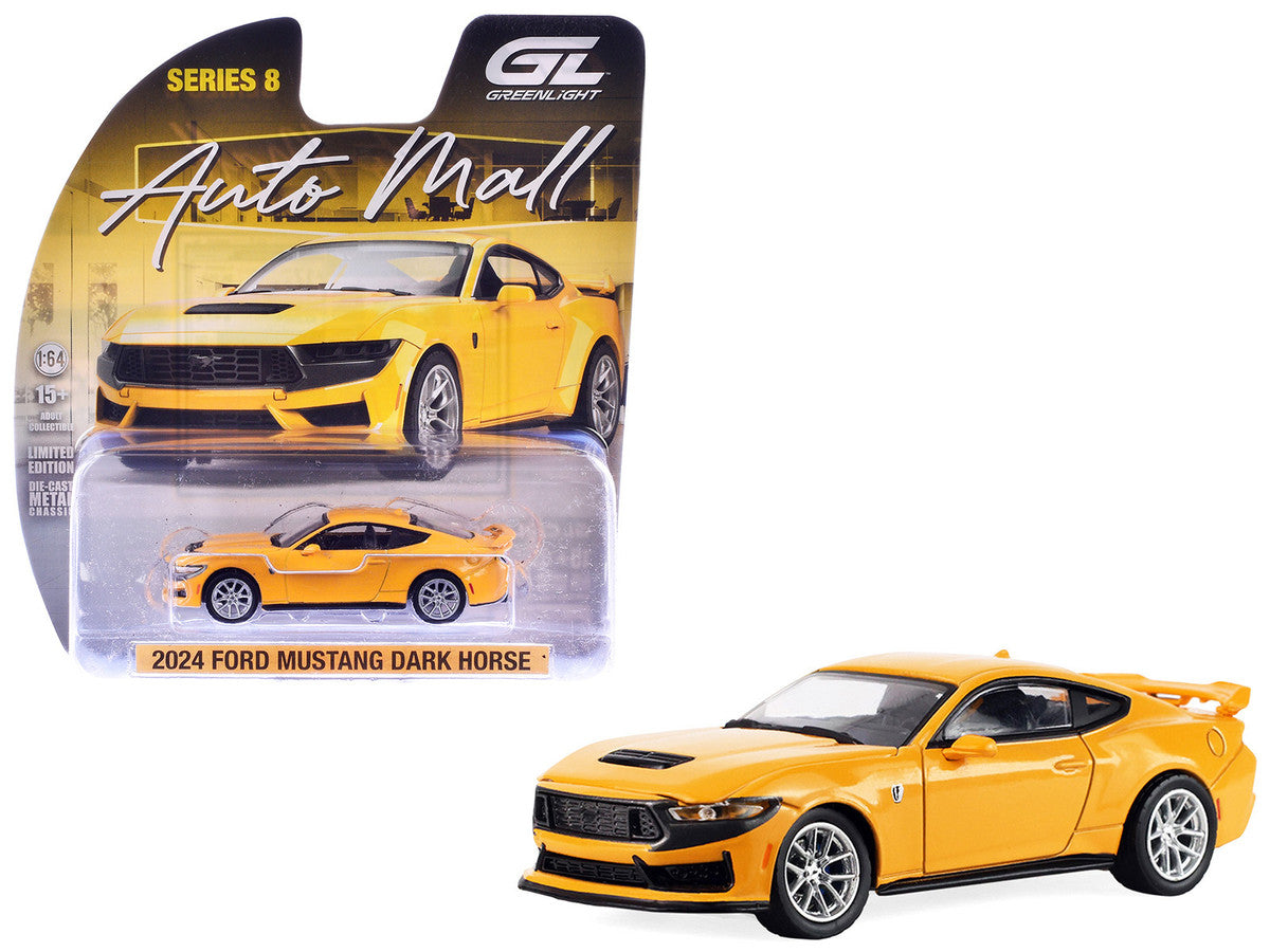 2024 Ford Mustang Dark Horse Yellow Splash Metallic "Auto Mall" Series 8 1/64 Diecast Model Car by Greenlight Greenlight
