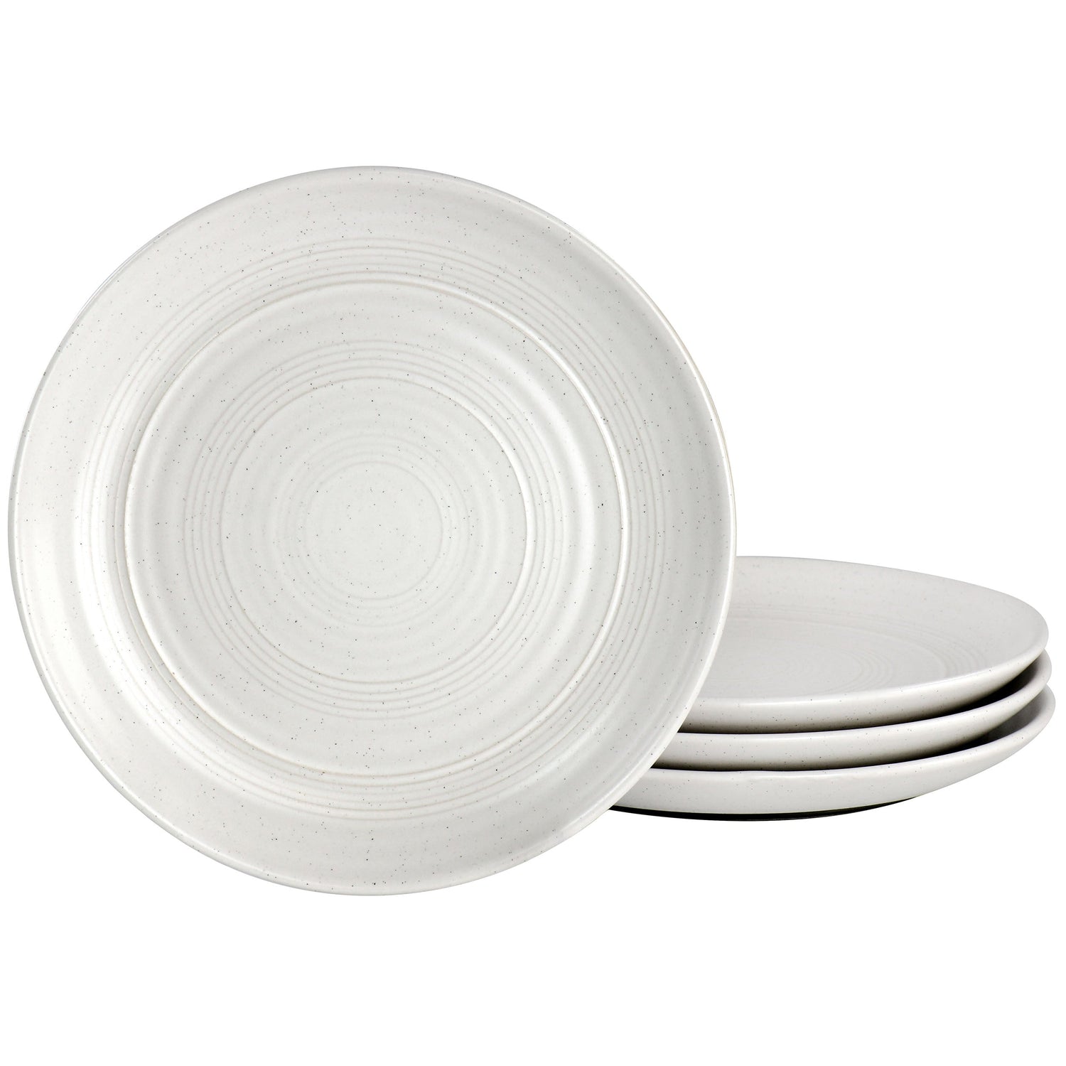 Gibson Millrook 4 Piece 7in Stoneware Appetizer Plate Set in Off-White W2B