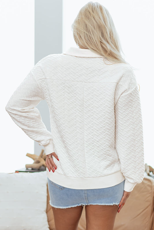 Raina Textured Collared Pullover-1