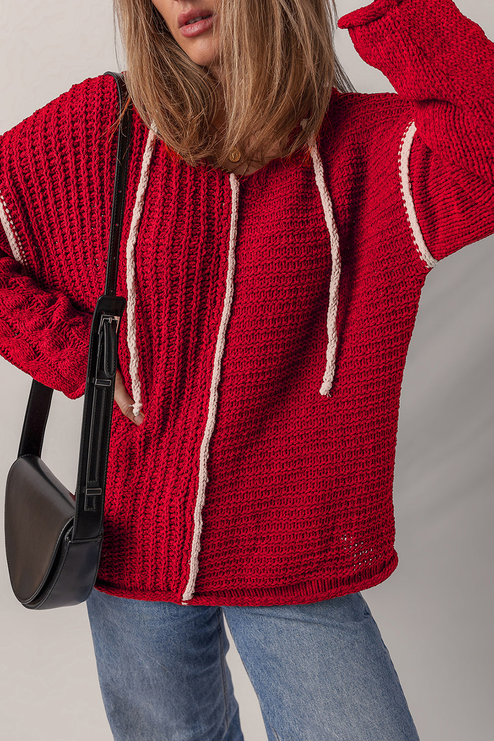 Olivia Knit Drawstring Hooded Sweater-2