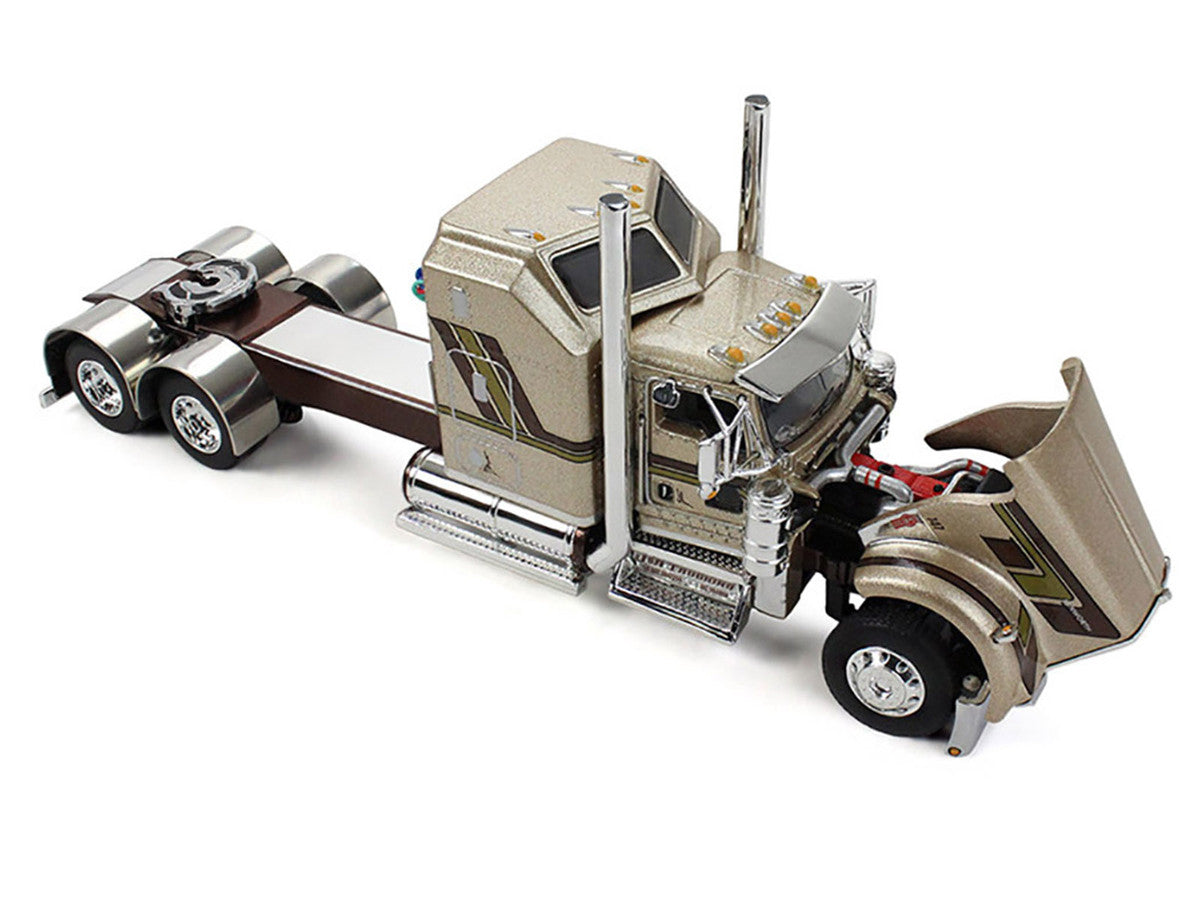 Kenworth W900L with 60" Aerodyne Sleeper and 40' Vintage Trailer "Red's Favorites - Jason Sanders" Beige with Stripes 1/64 Diecast Model by DCP/First Gear-3