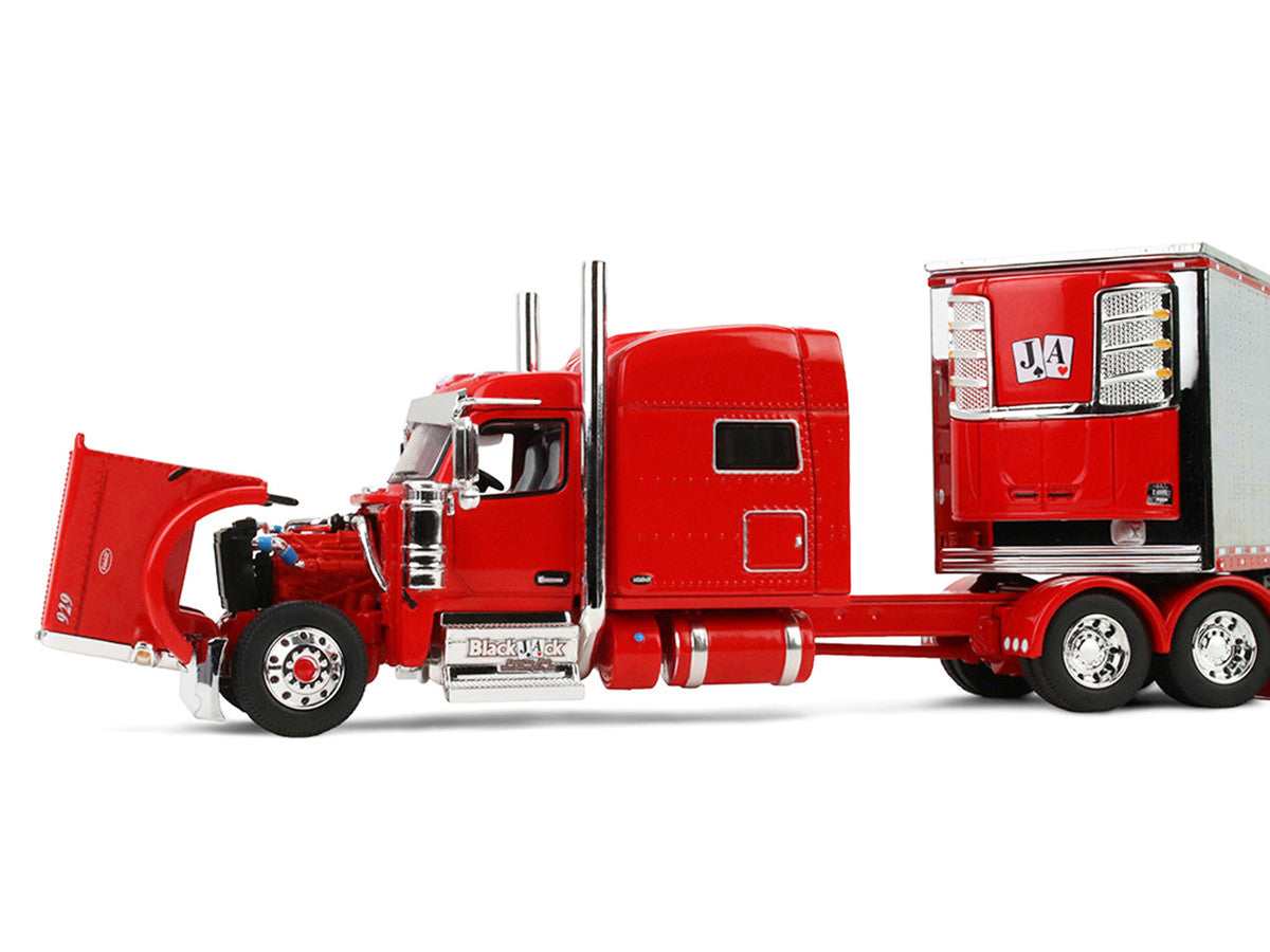 Peterbilt 589 with 78" Mid-Roof Sleeper and 53' Utility Trailer with Reefer "Blackjack Express LLC" Red "Big Rigs" Series II #6 1/64 Diecast Model by DCP/First Gear First Gear