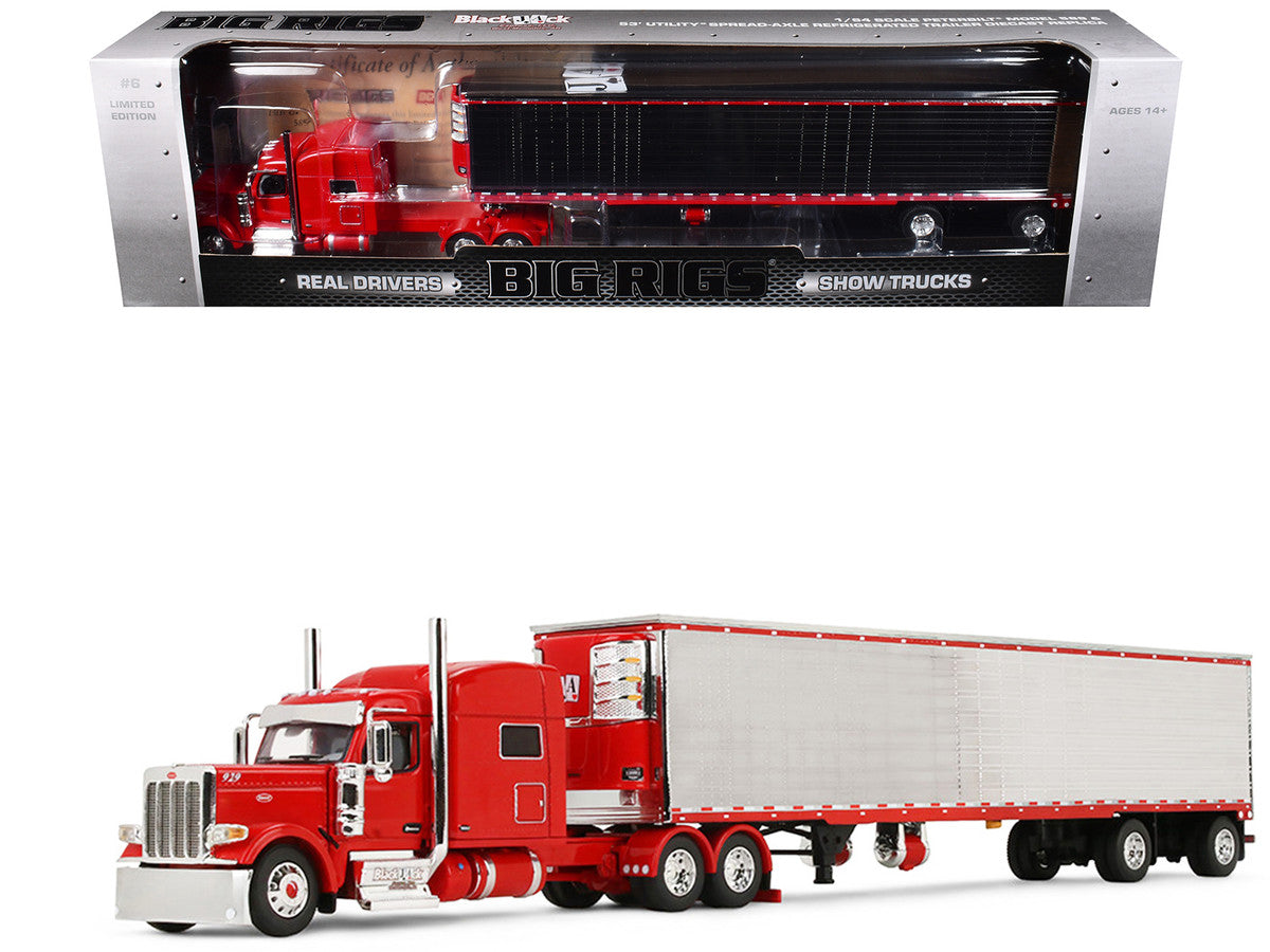 Peterbilt 589 with 78" Mid-Roof Sleeper and 53' Utility Trailer with Reefer "Blackjack Express LLC" Red "Big Rigs" Series II #6 1/64 Diecast Model by DCP/First Gear First Gear