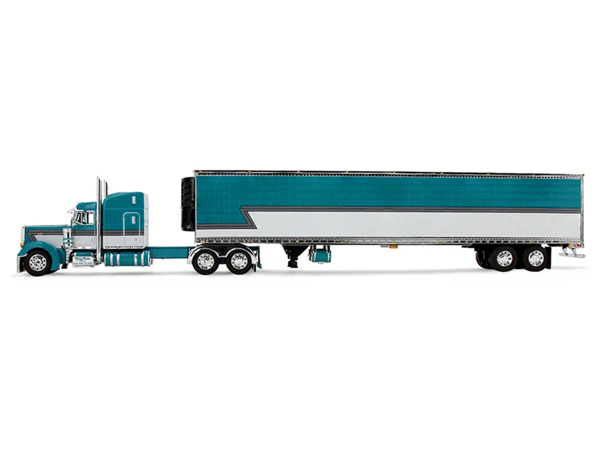 Peterbilt 379 with 63" Mid-Roof Sleeper and 53' Utility Trailer with Reefer "Tway Rose Transport" Teal and White with Stripes "Big Rigs" Series II #5 1/64 Diecast Model by DCP/First Gear First Gear