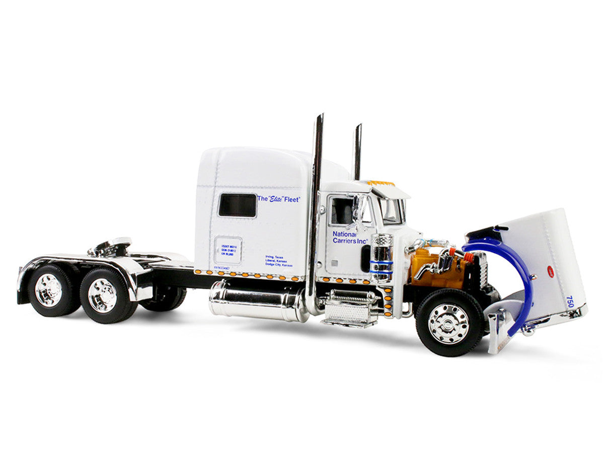 Peterbilt 379 with 70" Mid-Roof Sleeper and Wilson Silverstar Livestock Trailer "National Carriers" White "Legacy Series #5" 1/64 Diecast Model by DCP/First Gear First Gear