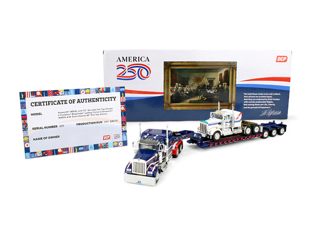 Peterbilt 379 with 70" Mid-Roof Sleeper and Wilson Silverstar Livestock Trailer "National Carriers" White "Legacy Series #5" 1/64 Diecast Model by DCP/First Gear First Gear