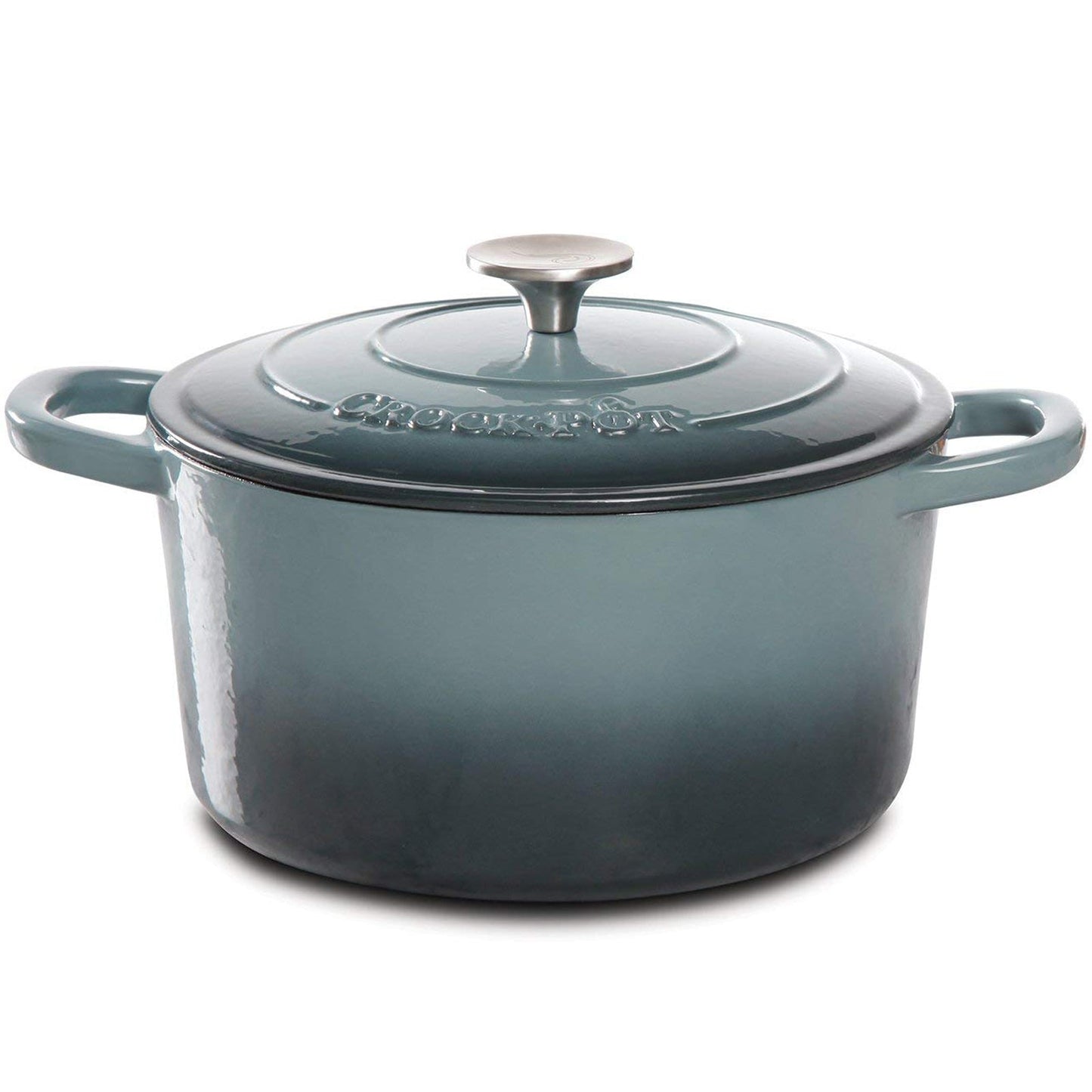 Crock Pot Artisan 5 Quart Round Enameled Cast Iron Dutch Oven in Slate Gray W2B