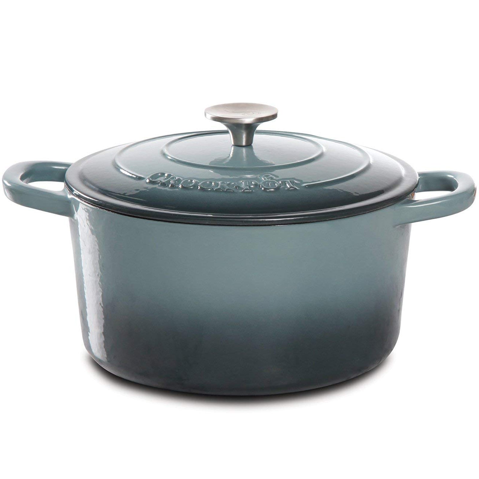 Crock Pot Artisan 5 Quart Round Enameled Cast Iron Dutch Oven in Slate Gray W2B