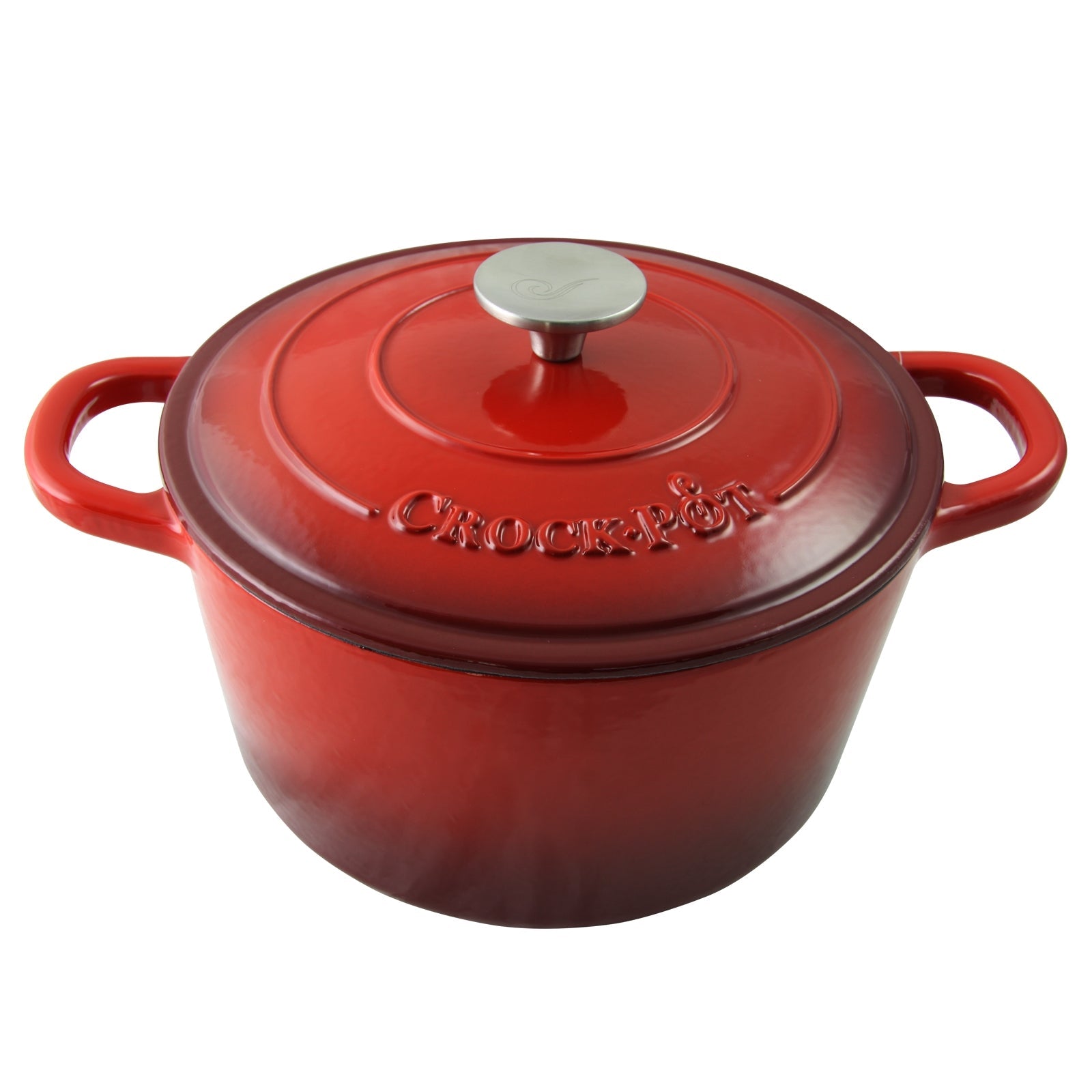 Crock Pot Artisan 5 Quart Round Enameled Cast Iron Dutch Oven in Scarlet Red W2B