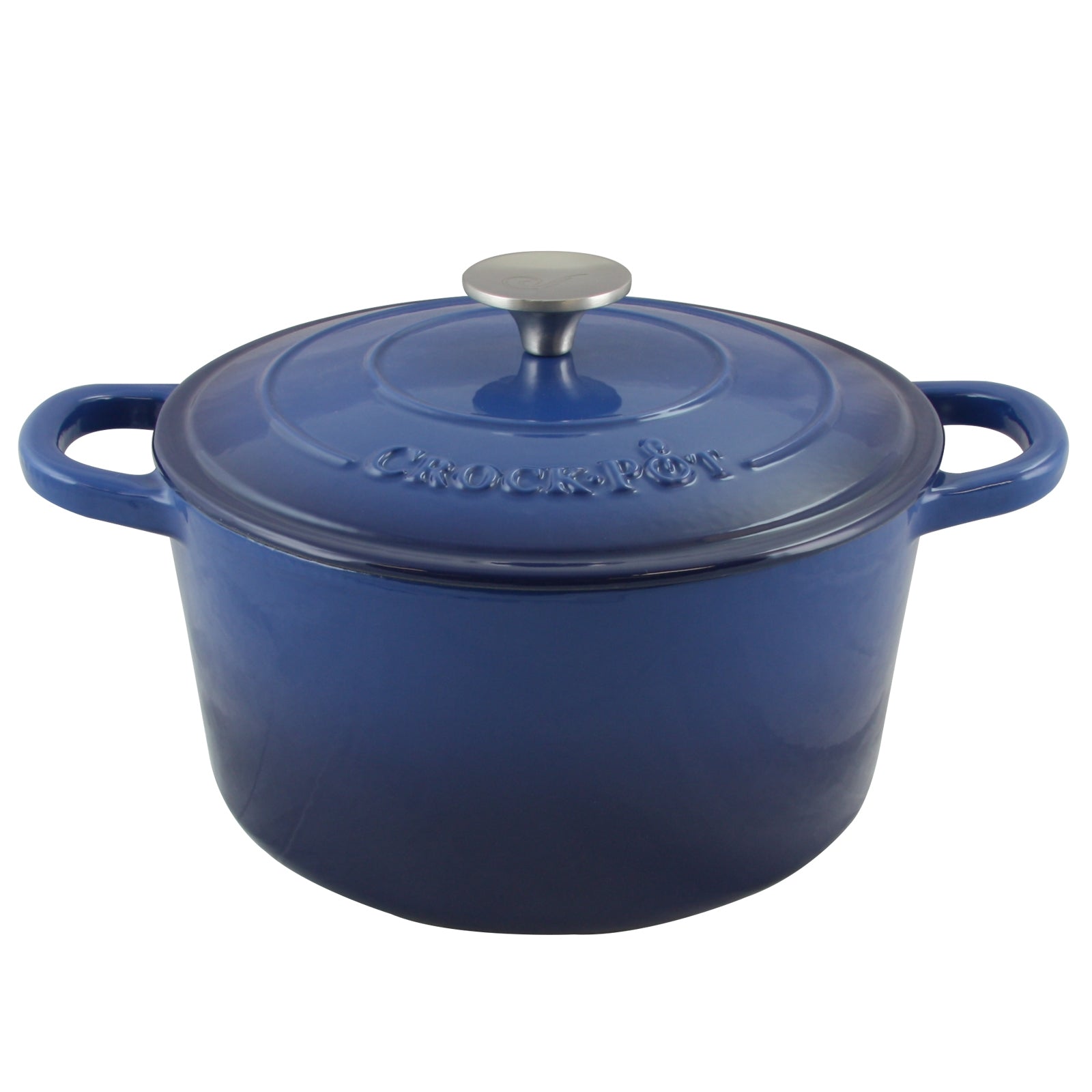 Crock Pot Artisan 5 Quart Round Enameled Cast Iron Dutch Oven in Sapphire Blue W2B