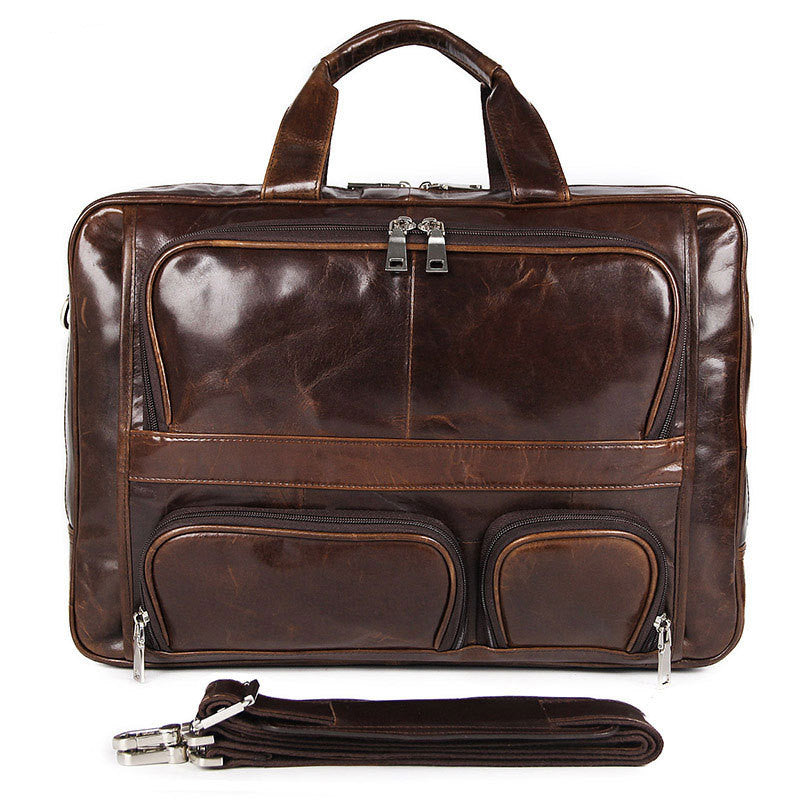 Men's Large Capacity Leather Handbag Computer Briefcase CJD
