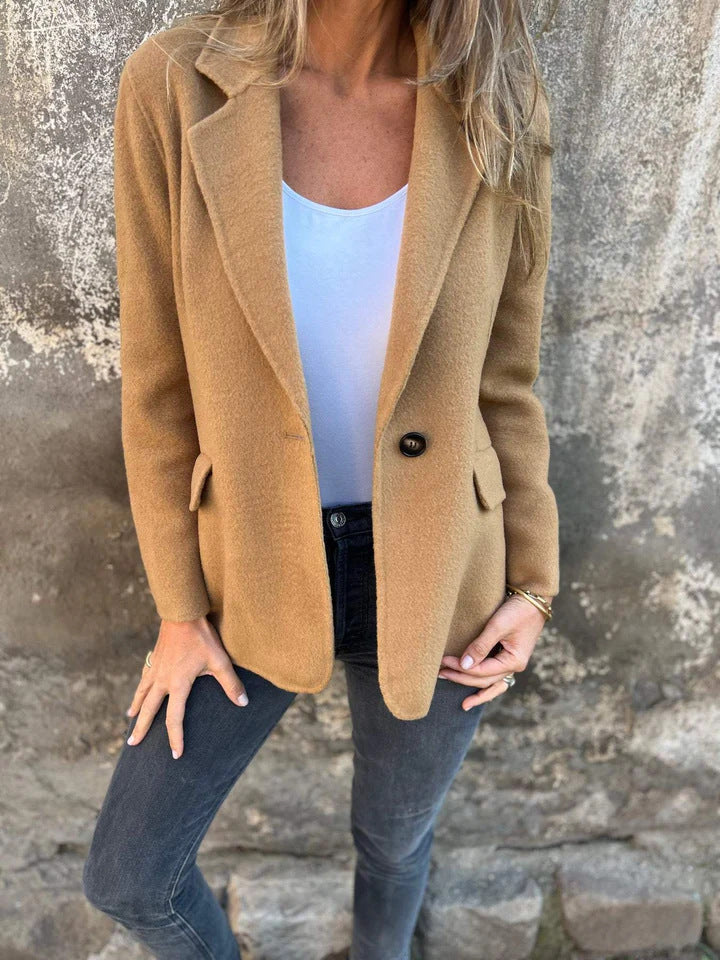 Ins Button Lapel Short Blazer Winter Fashion Commuter Jacket Outwear Women's Clothing LadyShow.Store