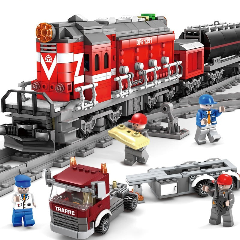 Electric Rail Train Model Children Education Small Particles Assembled Building Block Toys CJD