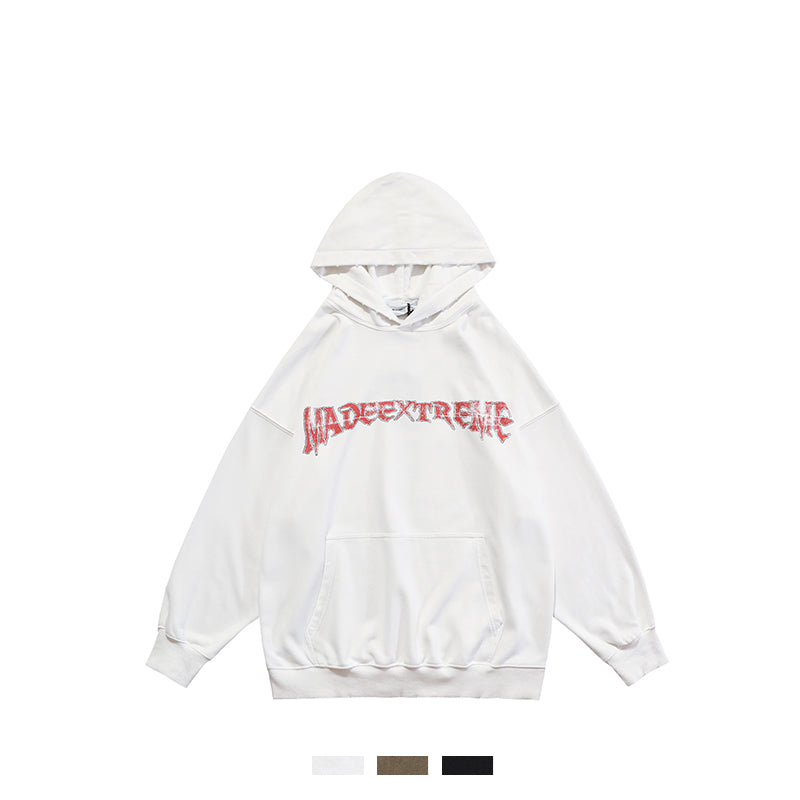 Washed Distressed Sweater Men And Women National Trend Hip-hop Front And Back Printed Hoodies Accent Plus