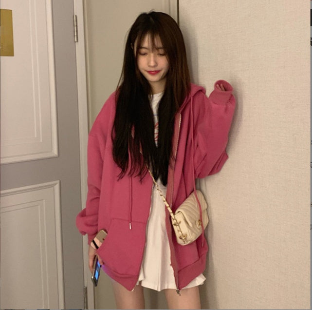 Loose Cardigan Jacket Thickened Plus Fleece Accent Plus