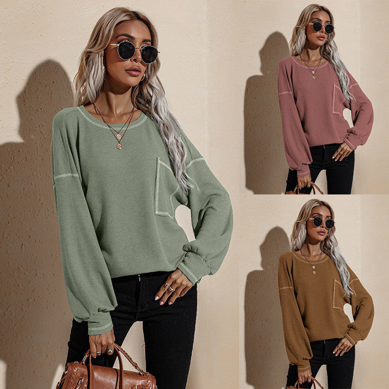 Women's Long-sleeved T-shirt Loose Long-sleeved Sweater LadyShow.Store