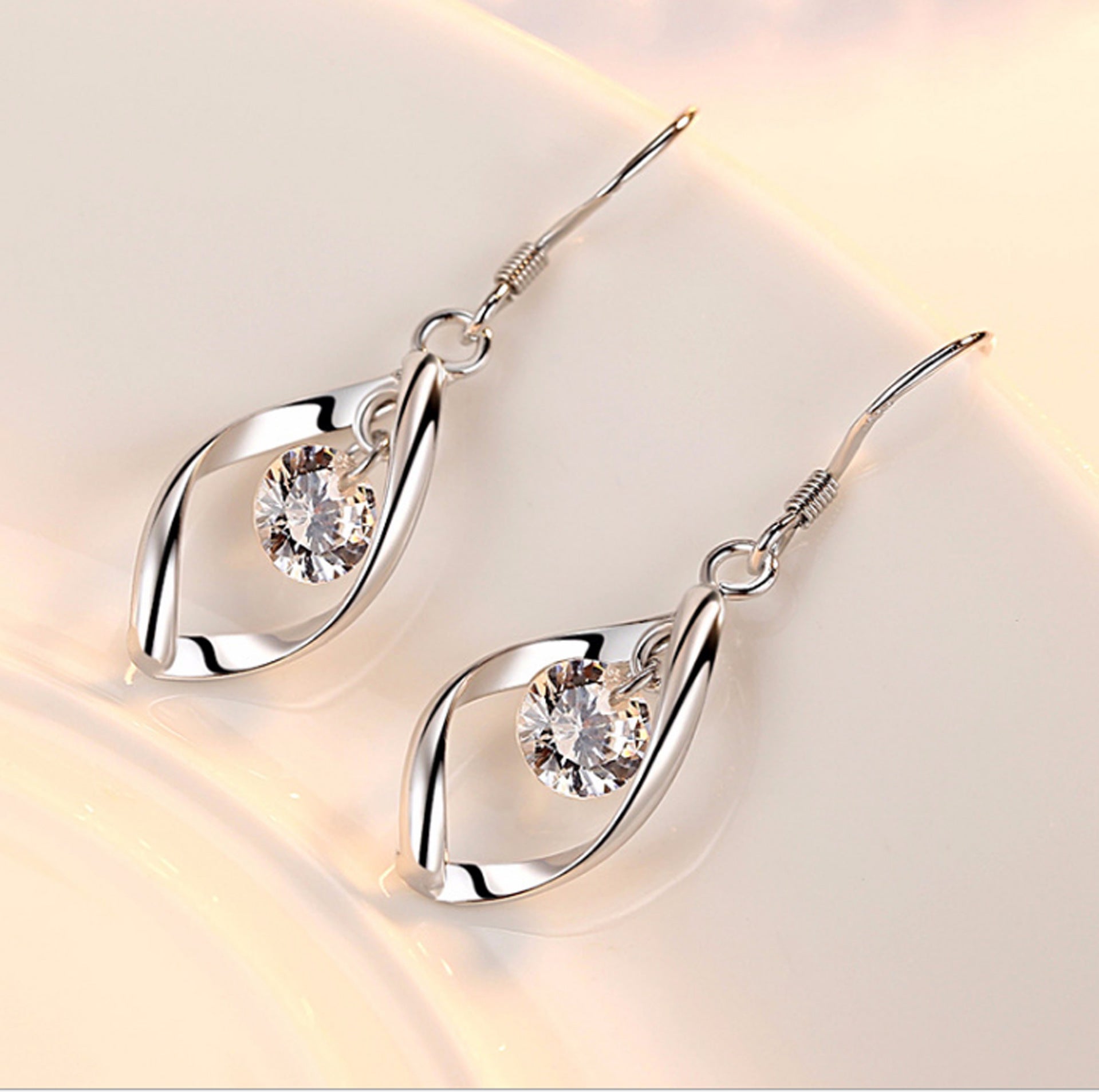Zircon Reduction Silver Earrings LadyShow.Store