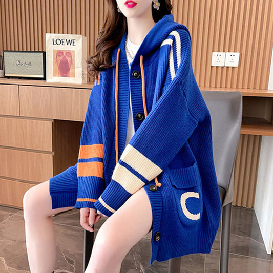 Idle Style Hooded Sweater Cardigan For Women Accent Plus