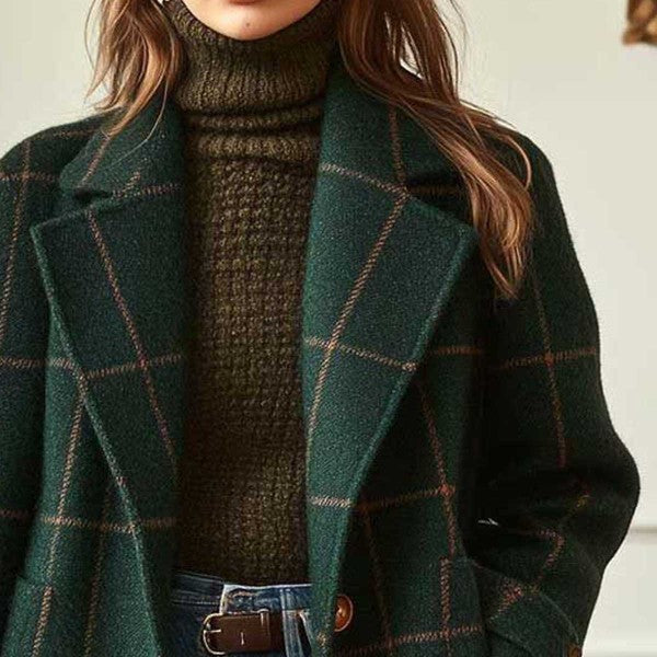 Plaid Mid-length Lapel Large Size Jacket LadyShow.Store