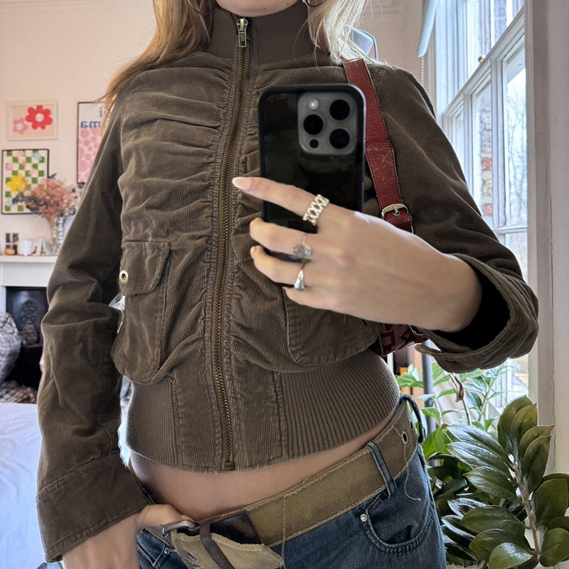 Autumn And Winter Corduroy Jacket Coat For Women Accent Plus
