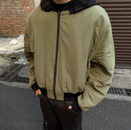 Men's Detachable Hooded Double-sided Leather Jacket Accent Plus