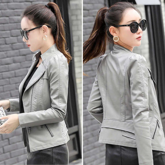 Motorcycle Leather Jacket Large Coat Woman LadyShow.Store
