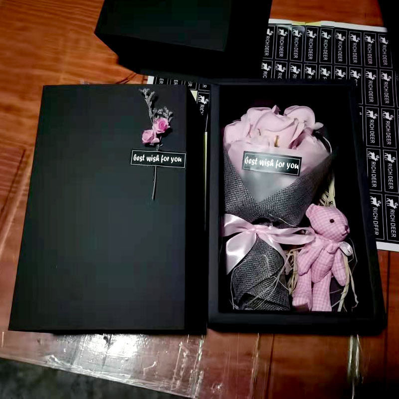 Soap Flower Bear Gift Box Birthday Gift Mother's Day 7 Carnation Valentine's Day Gift Box CJD