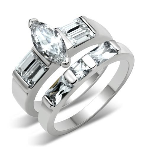 6X089 - Rhodium Brass Ring with AAA Grade CZ  in Clear Alamode