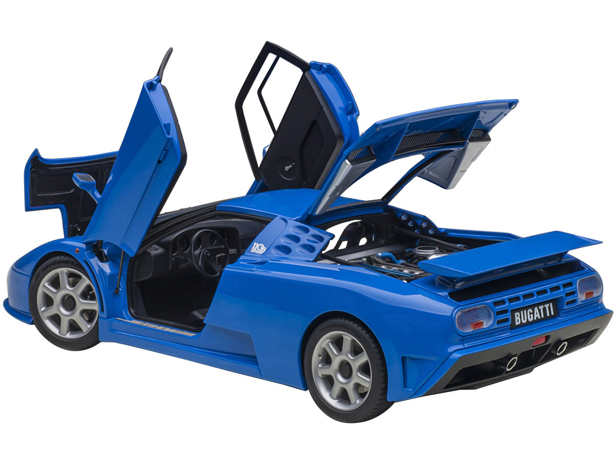 Bugatti EB110 SS Super Sport French Racing Blue with Silver Wheels 1/18 Model Car by Autoart Autoart