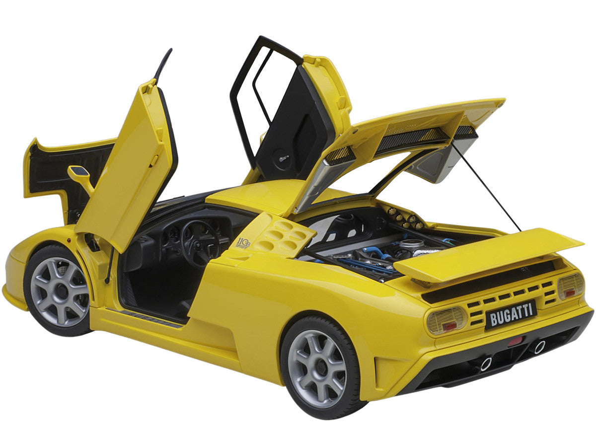 Bugatti EB110 SS Super Sport Giallo Bugatti Yellow with Silver Wheels 1/18 Model Car by Autoart Autoart