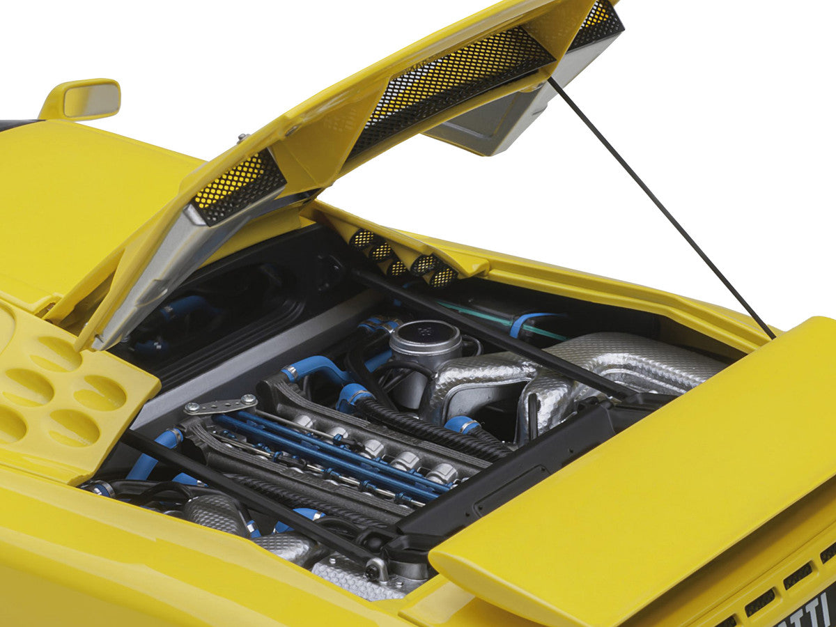 Bugatti EB110 SS Super Sport Giallo Bugatti Yellow with Silver Wheels 1/18 Model Car by Autoart Autoart