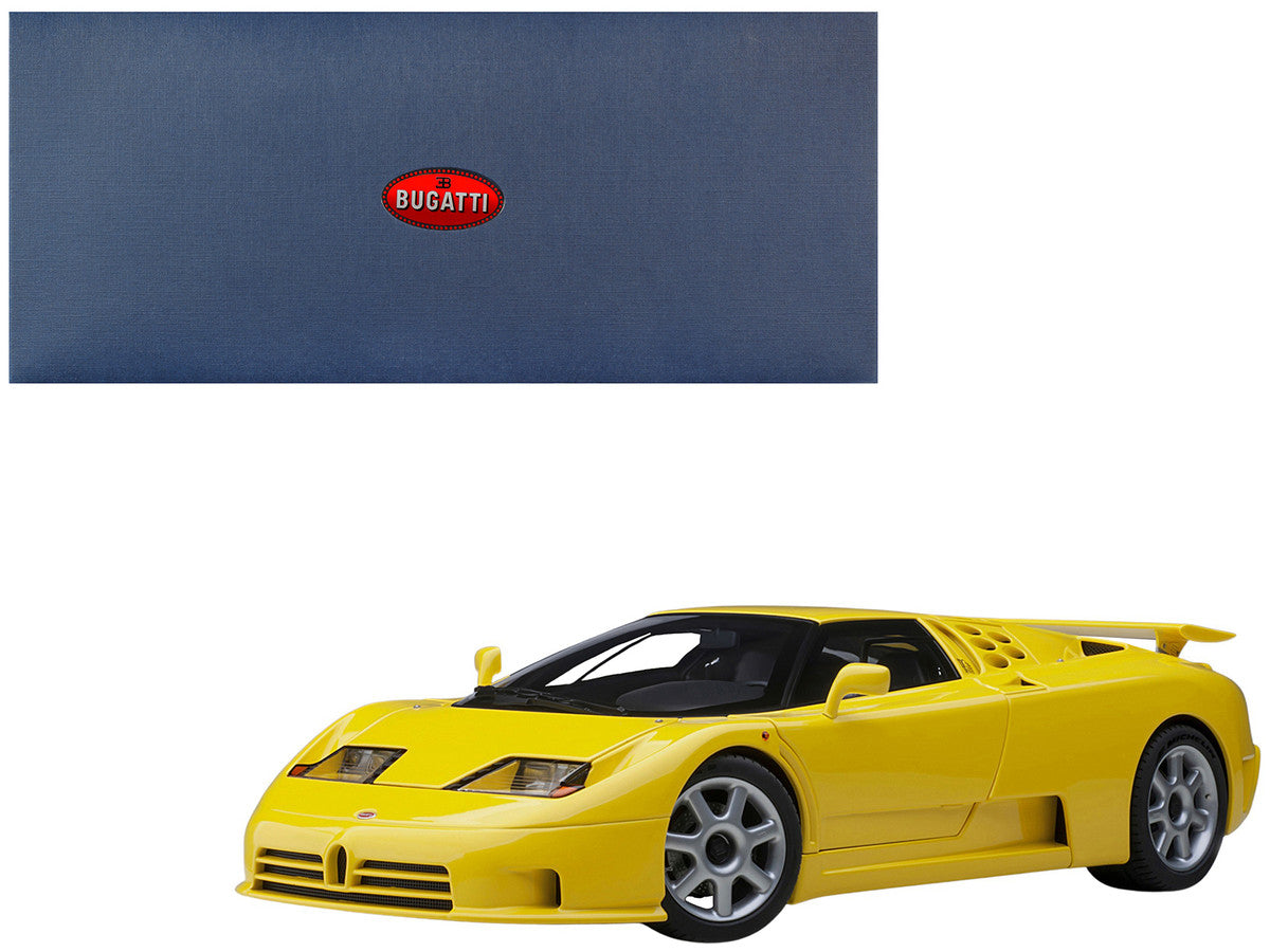 Bugatti EB110 SS Super Sport Giallo Bugatti Yellow with Silver Wheels 1/18 Model Car by Autoart Autoart